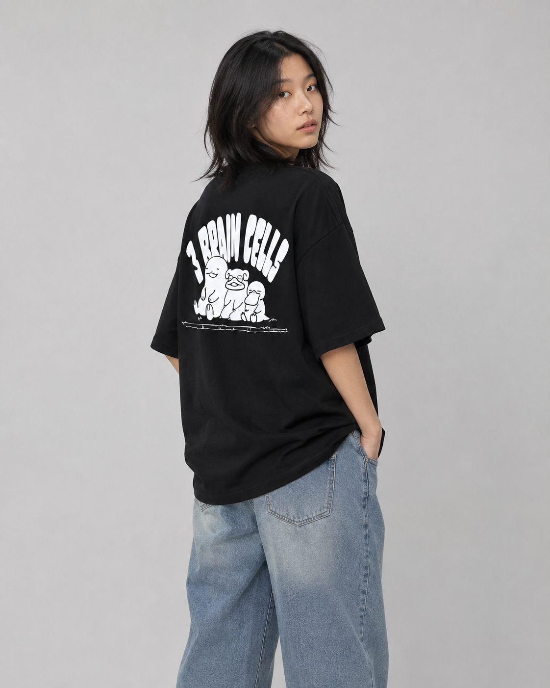 3 BRAIN CELLS BOXY OVERSIZED TEE